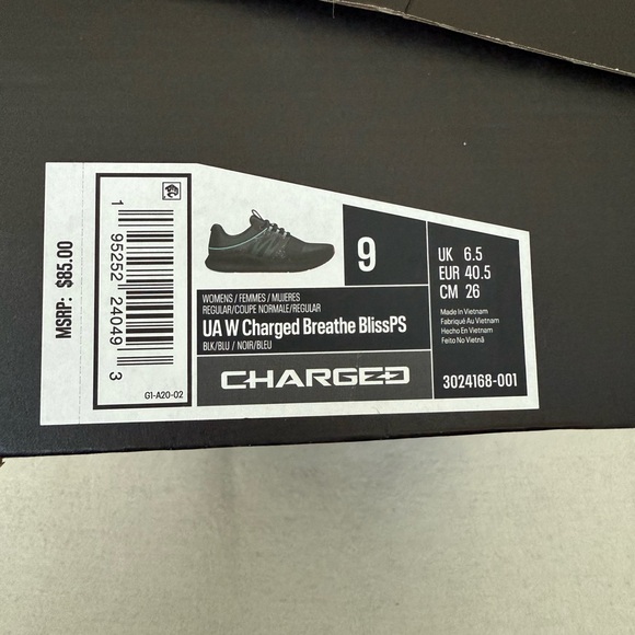 Under Armour Women's Charged Breathe Bliss PS Black Sneakers with Pink Accents - Picture 9 of 9